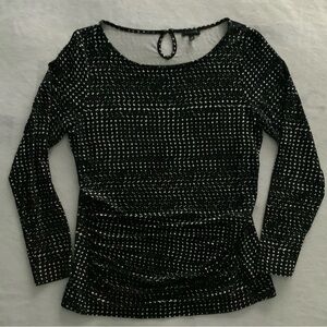 Talbots Black and Silver Long Sleeve Top
